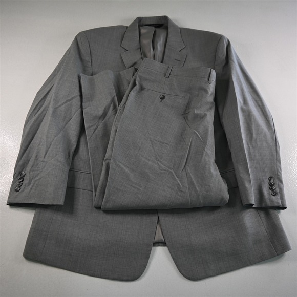 Jos A Bank 48R 42x28‎ Gray Houndstooth 100% Wool Mens Jacket Pants Suit